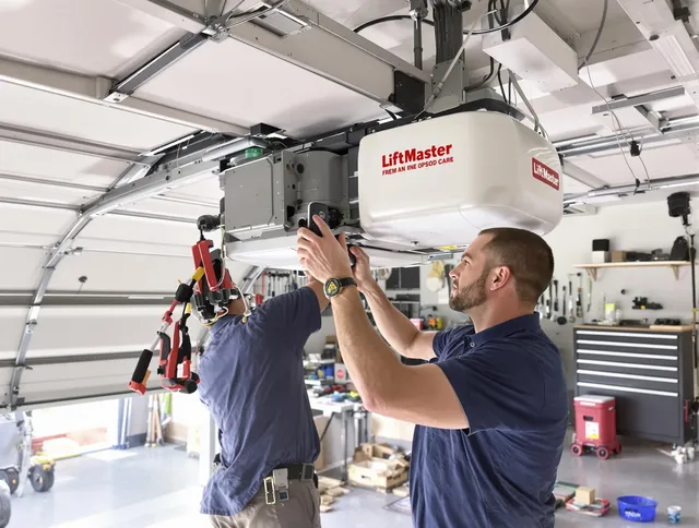 Brea Garage Door Repair technician performing advanced diagnostics on garage opener in Brea