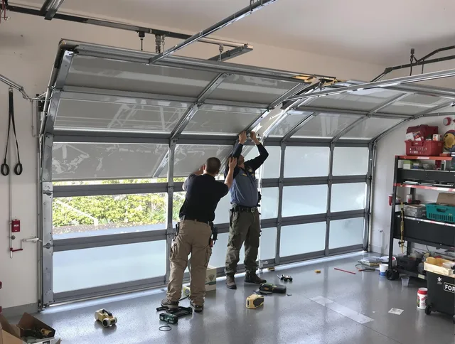 Brea Garage Door Repair expert performing precise panel replacement on Brea garage door