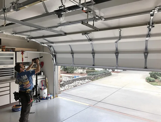 Garage door track repair service by Brea Garage Door Repair in Brea